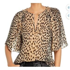 Rebecca Taylor Silk Blend Golden Ombre Leopard Print Blouse Medium